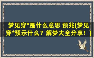 梦见穿*是什么意思 预兆(梦见穿*预示什么？解梦大全分享！)